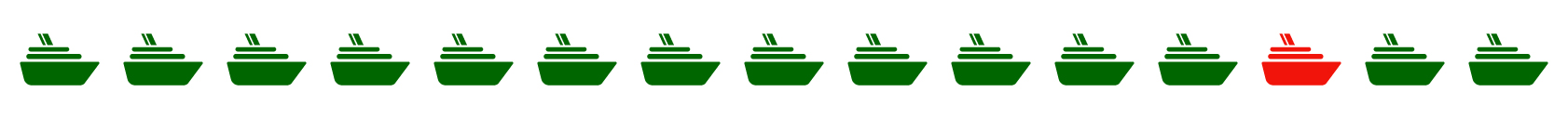 A row of green ship icons.